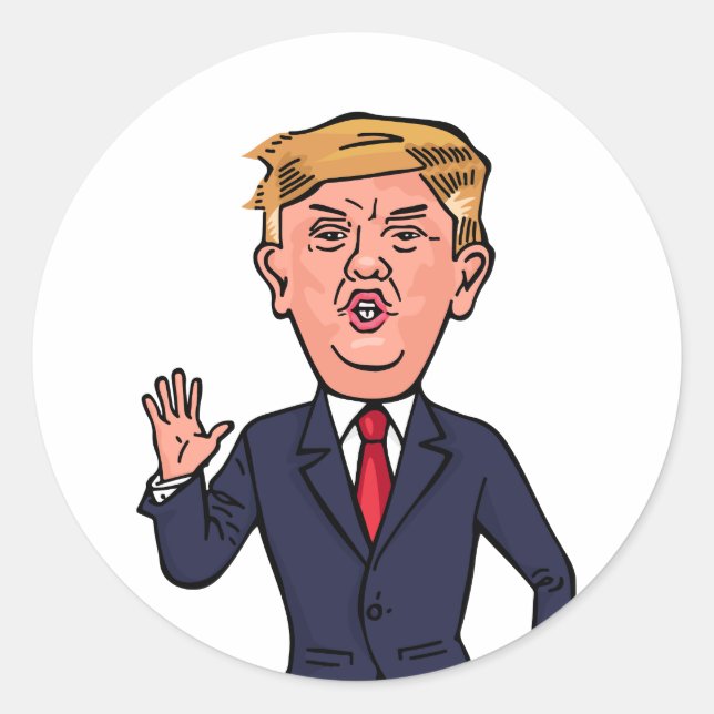 Präsident Donald Trump Funny Speech Cartoon USA Runder Aufkleber (Vorderseite)