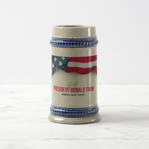 Präsident Donald Trump Gedenkstein Stein Bierglas