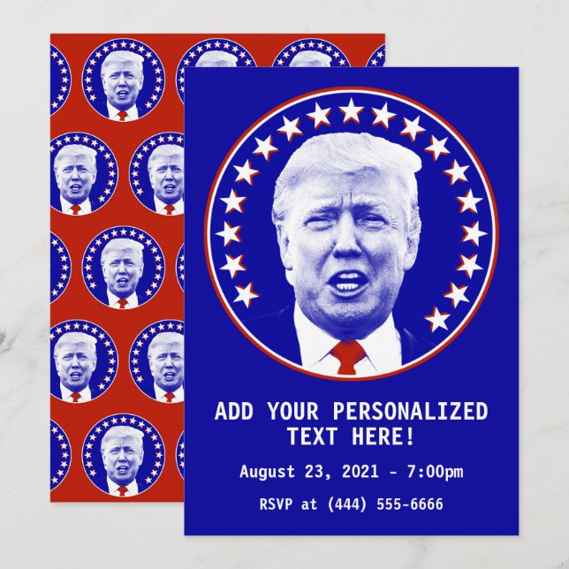 Präsident Donald Trump in Blau Einladung (Vorne/Hinten)