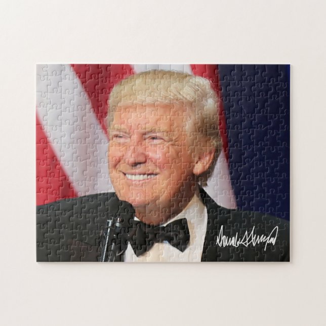 Präsident Donald Trump mit seiner Unterschrift (Horizontal)