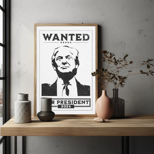 Präsident Donald Trump Mugshot Style Wollte Poster (President Donald J. Trump Wanted for President 2024 Poster)