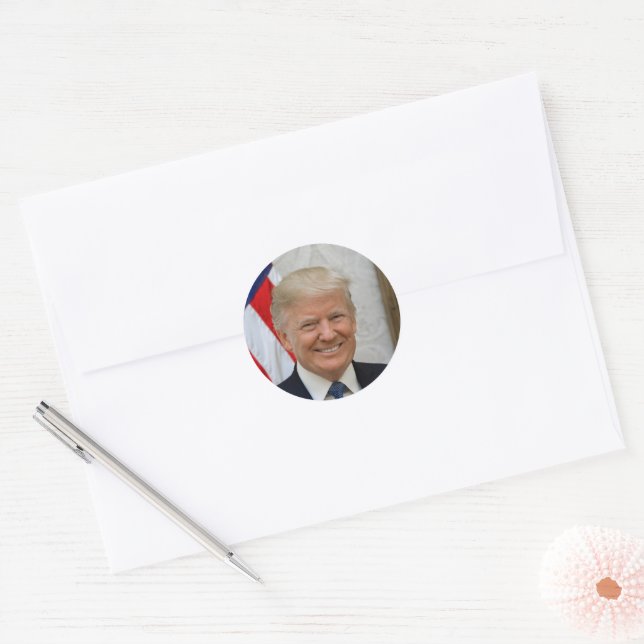 Präsident Donald Trump Offizielles Portrait 2017 Runder Aufkleber (Umschlag)