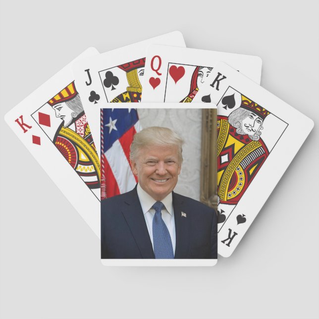 Präsident Donald Trump spielt Kartenspiel Spielkarten (Rückseite)
