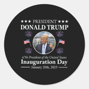 Präsident Donald Trump Tag der Amtseinführung 2025 Runder Aufkleber