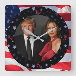 PRÄSIDENT DONALD TRUMP U. MELANIA QUADRATISCHE WANDUHR