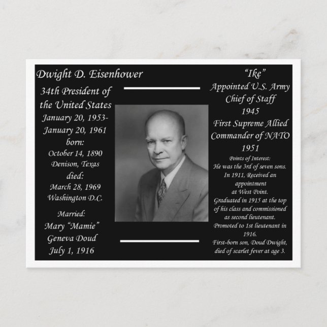 Präsident Dwight Eisenhower Postkarte (Vorderseite)