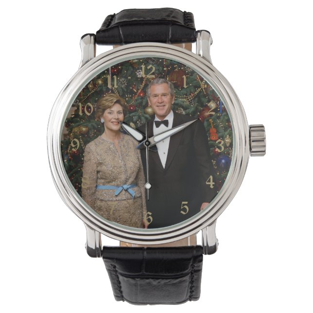 Präsident George Bush, Laura Christmas White House Armbanduhr (Vorderseite)