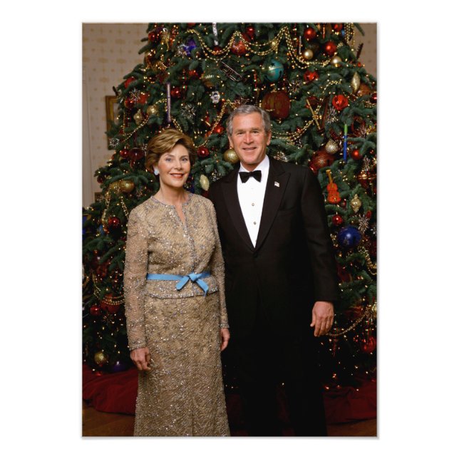 Präsident George Bush, Laura Christmas White House Fotodruck (Vorne)