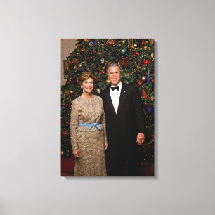 Präsident George Bush, Laura Christmas White House Leinwanddruck