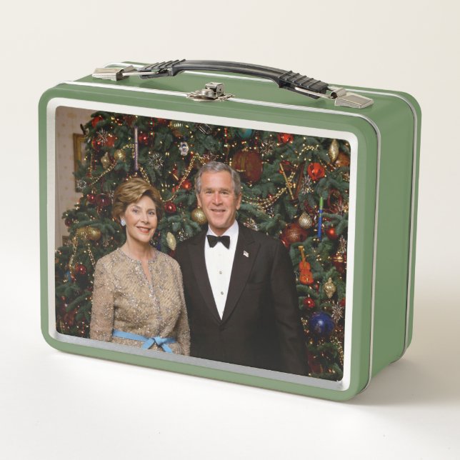 Präsident George Bush, Laura Christmas White House Metall Brotdose (Vorderseite)