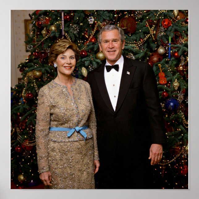 Präsident George Bush, Laura Christmas White House Poster (Vorne)