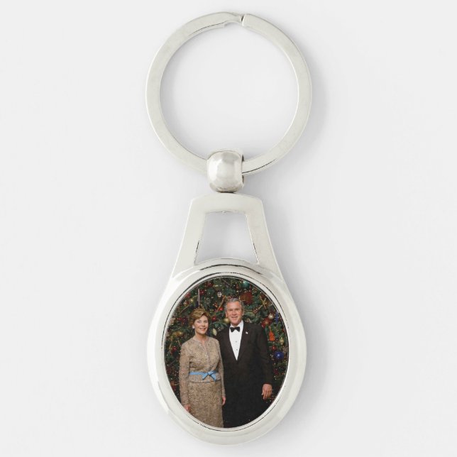 Präsident George Bush, Laura Christmas White House Schlüsselanhänger (Vorderseite)