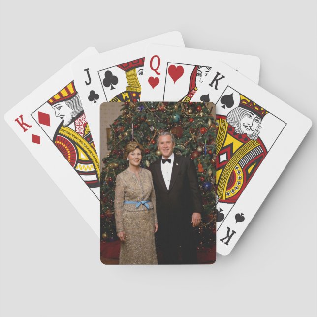 Präsident George Bush, Laura Christmas White House Spielkarten (Rückseite)