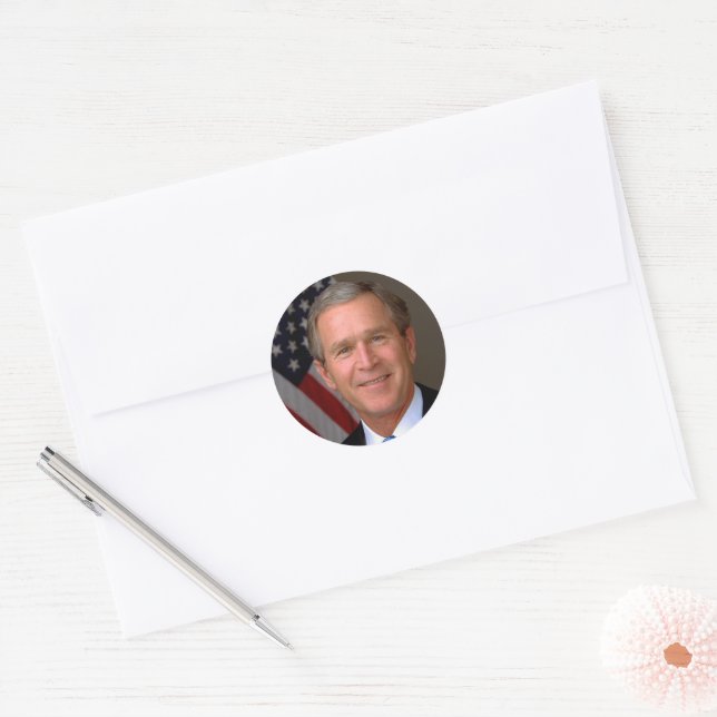 Präsident George W Bush Offiziell Portrait Runder Aufkleber (Umschlag)