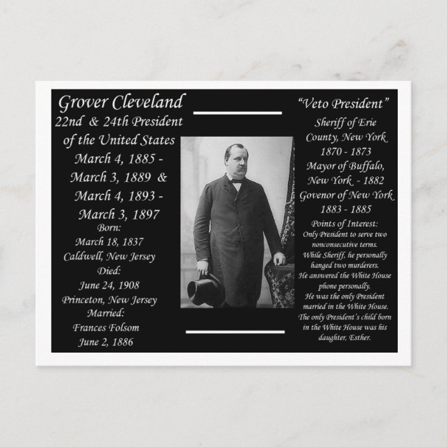 Präsident Grover Cleveland Postkarte (Vorderseite)