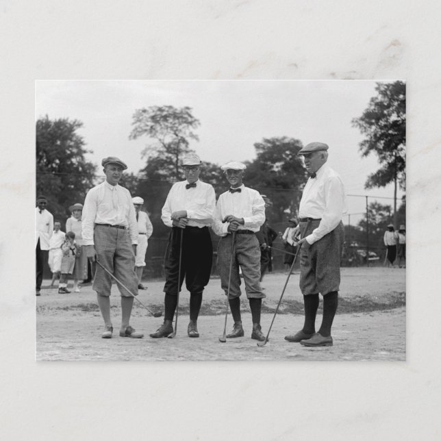 Präsident Harding Golf Foursome, 1920s Postkarte (Vorderseite)