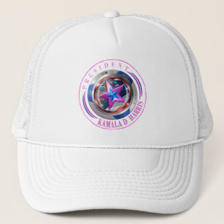 Präsident Harris/Walz Pink Briefmarke Medallion Ca Truckerkappe