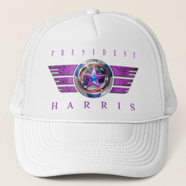 Präsident Harris/Walz Pink Wing Medallion Cap Truckerkappe (Vorderseite)