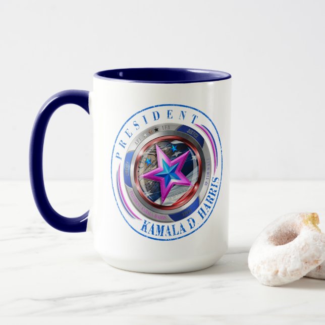 Präsident Harris-Walz Tasse mit zwei Briefmarke Me (Mit Donut)