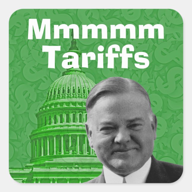 Präsident Herbert Hoover Tarife Quadratischer Aufkleber (Vorderseite)