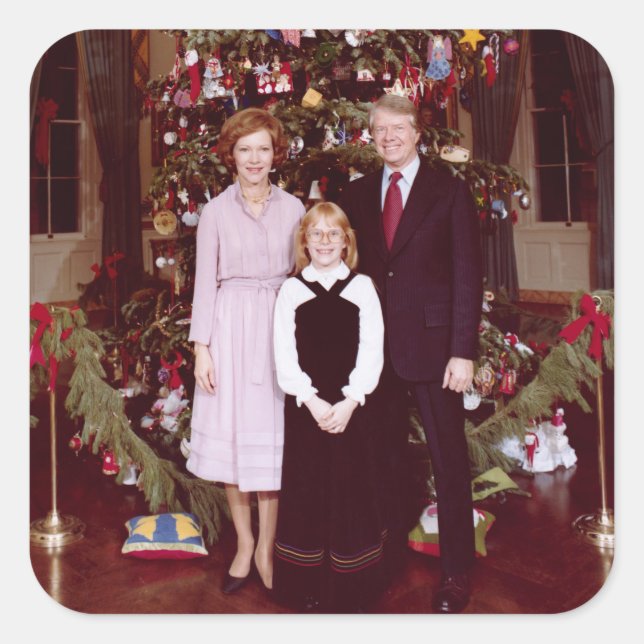 Präsident James Jimmy Carter White House Quadratischer Aufkleber (Vorderseite)