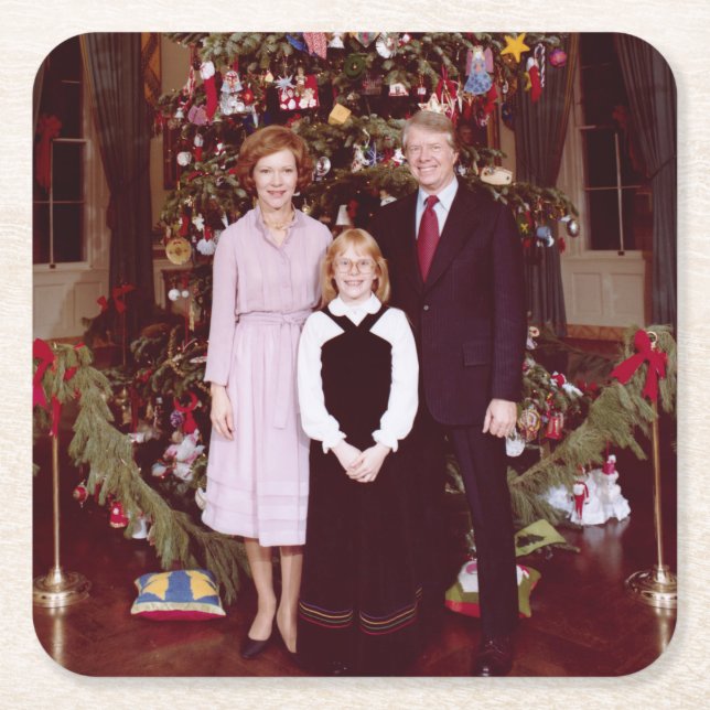 Präsident James Jimmy Carter White House Rechteckiger Pappuntersetzer (Vorderseite)
