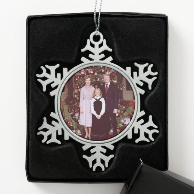 Präsident James Jimmy Carter White House Schneeflocken Zinn-Ornament (Box)