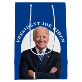 Präsident Joe Biden Portrait auf Blue Mittlere Geschenktüte