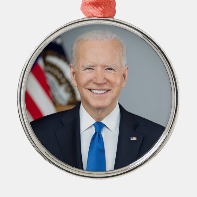 Präsident Joe Biden White House Portrait Ornament Aus Metall (Vorne)