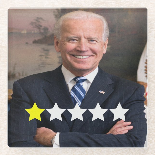 Präsident Joe Biden Zulassungsbewertung Glasuntersetzer (Vorderseite)