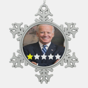 Präsident Joe Biden Zulassungsbewertung Schneeflocken Zinn-Ornament