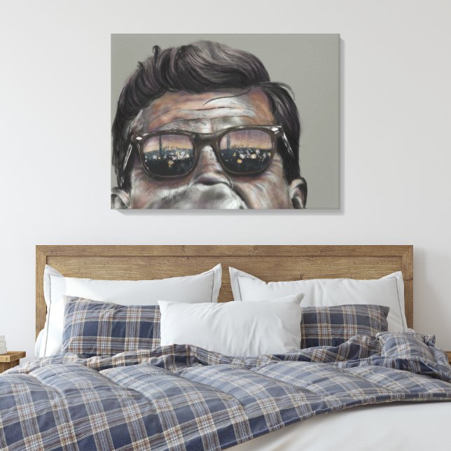 Präsident John F. Kennedy - Canvas Print Leinwanddruck (Insitu (Schlafzimmer))