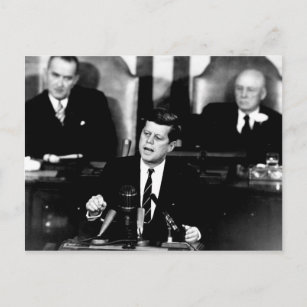 Präsident John F. Kennedy Men in der Mondrede Postkarte