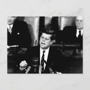 Präsident John F Kennedy Men in der Mondrede Postkarte