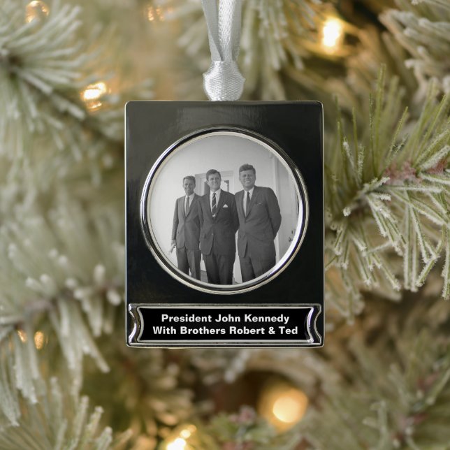 Präsident John Kennedy & Brothers American Camelot Banner-Ornament Silber (Baum)