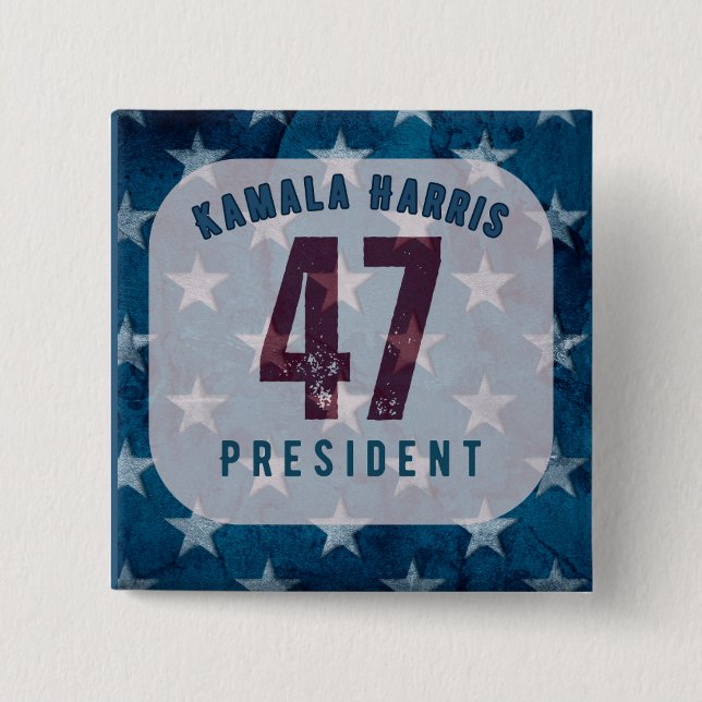 Präsident Kamala Harris 47. Quadrat Button (Vorderseite)