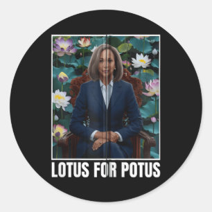 Präsident Kamala Harris Portrait Lotus für Potus Z Runder Aufkleber