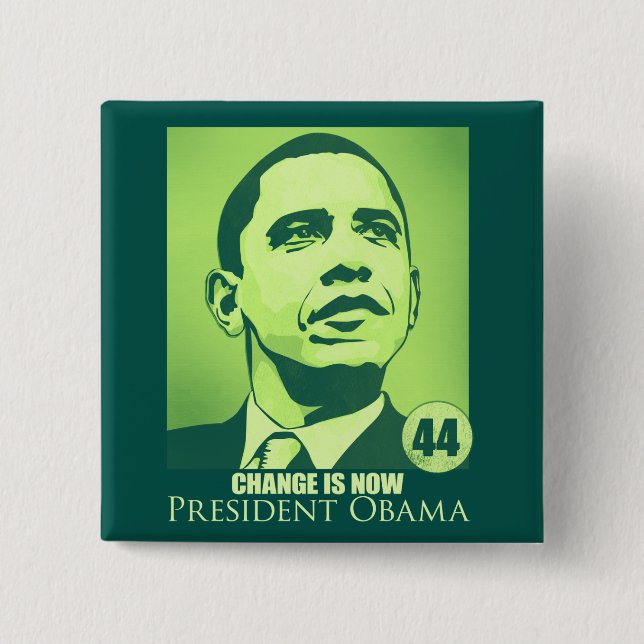 Präsident Obama, Änderung ist jetzt grüner Knopf Button (Vorderseite)