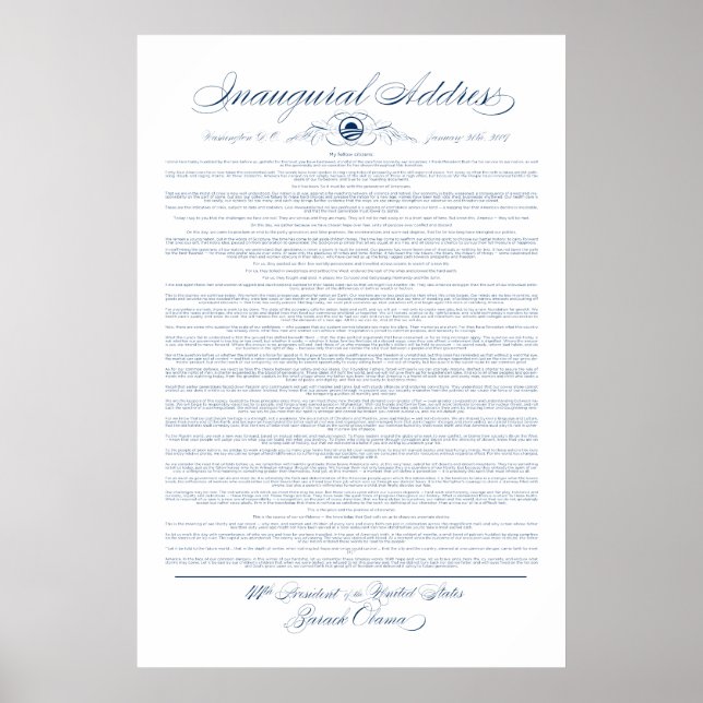 Präsident Obama Antrittsrede Print Poster (Vorne)