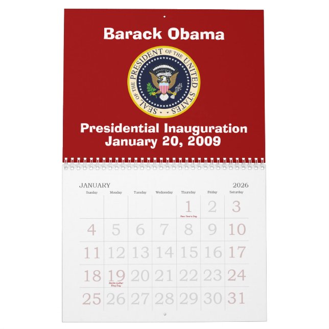 PRÄSIDENT OBAMA Einweihung Gedenk Kalender (Jan 2026)