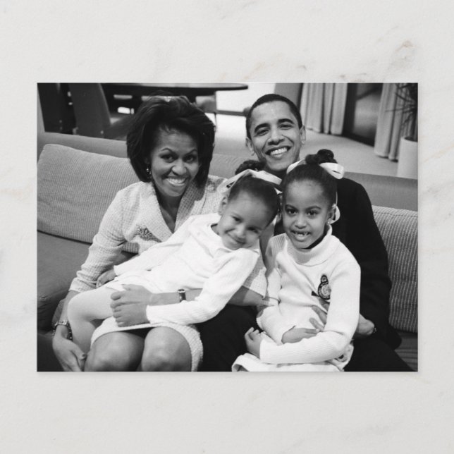 Präsident Obama Erste Familie Postkarte (Vorderseite)