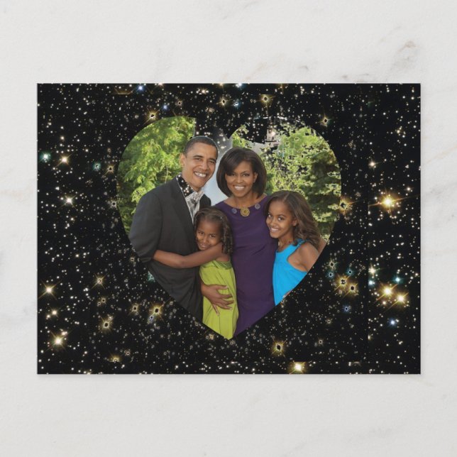 Präsident Obama Erstes Foto der Familie Postkarte (Vorderseite)