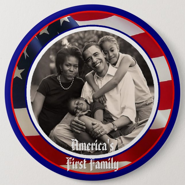Präsident Obama Keepsakes First Family 6" Knopf Button (Vorderseite)
