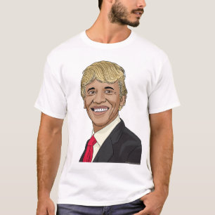 Präsident Obama mit dem Haar des Trumpfs T-Shirt