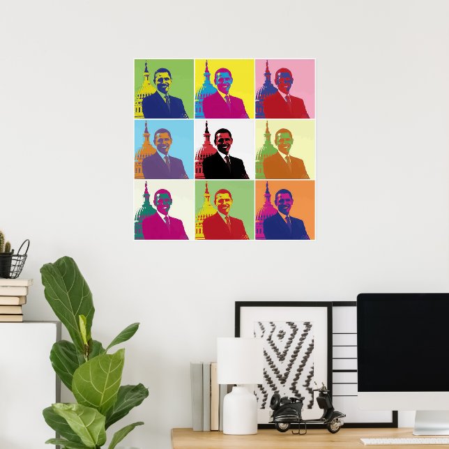 Präsident Obama Pop Art Poster (Heimbüro)