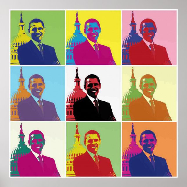 Präsident Obama Pop Art Poster (Vorne)
