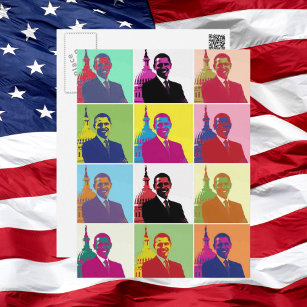 Präsident Obama Pop Art Postkarte