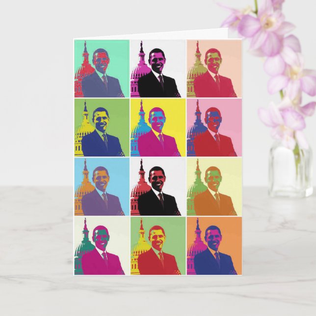 Präsident Obama Pop Art Presidential Birthday Karte (Orchidee)