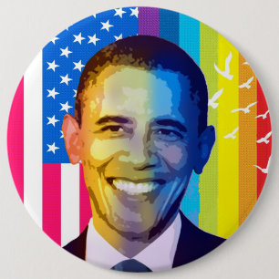Präsident Obama Portrait-Rainbow & USA Flag Button