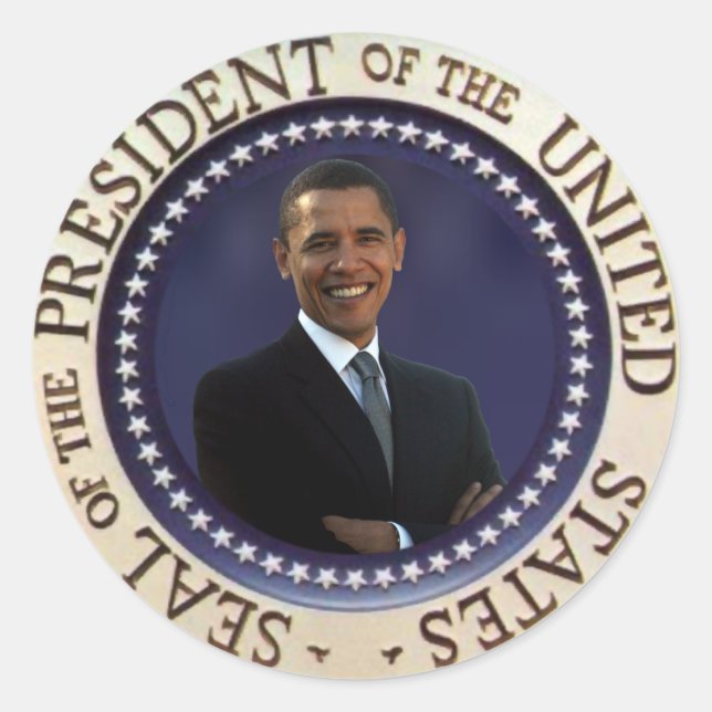 Präsident Obama Runder Aufkleber (Vorderseite)